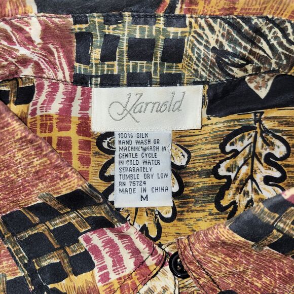 Vintage Karnold Shirt Mens Size M Floral RN 75724 Collared 100% Silk Scarface - Picture 9 of 12